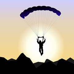 Image showing Realistic illustration parachutist of sunrise