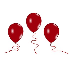 Image showing Realistic illustration of three red balloons