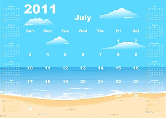 Image showing American calendar 2011 with tropic beach