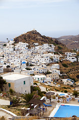 Image showing the chora capital landscape with view of aegean sea Ios Cyclades