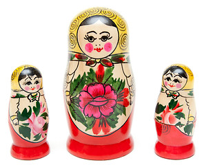 Image showing Three sets of nesting dolls stand