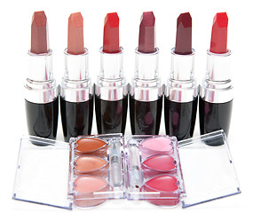Image showing Lipstick stands in row