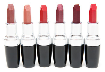 Image showing Lipstick stands in row