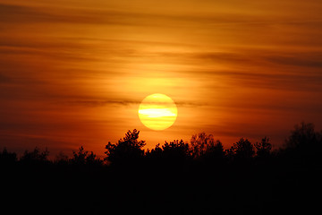 Image showing Sunset with big Sun disc