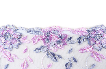 Image showing Blue lace with rose pattern