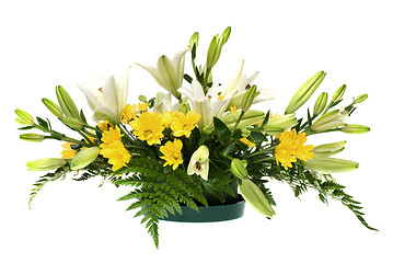 Image showing Yellow daisy and white flowers arrangement 