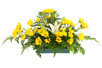 Image showing Yellow daisy and white flowers arrangement 