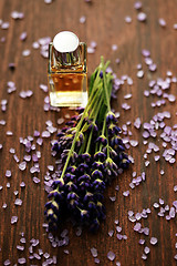 Image showing lavender bath salt and massage oil