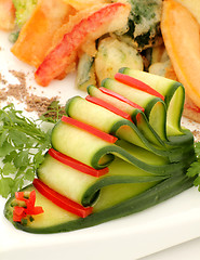 Image showing Sliced Cucumber And Capsicum