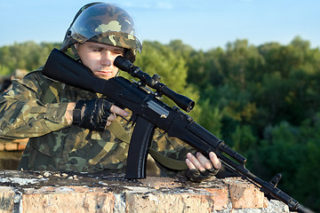 Image showing Portrait of sniper