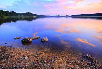 Image showing Lake at warm twilight