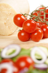 Image showing Cherry tomatoes and parmesan cheese