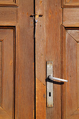 Image showing Wooden door detail with handle