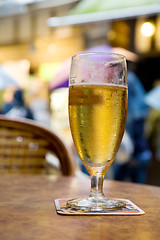 Image showing Golden beer on the terrace