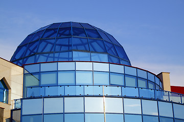 Image showing Modern architecture with blue glass dome