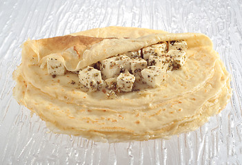 Image showing Pancake with feta cheese