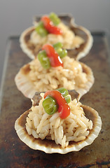 Image showing Brown rice with green bean and red dressing