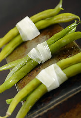Image showing Cooked green bean's bunches