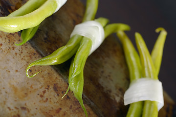 Image showing Cooked green bean's bunches