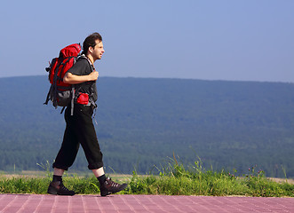 Image showing Walking hiker