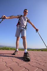 Image showing Standing hiker