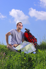 Image showing Happy tourist