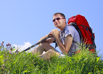 Image showing Hiker resting