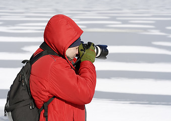 Image showing Photographer in winter