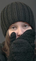 Image showing Woman in woolen cap
