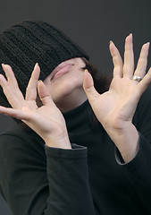 Image showing Woman in woolen cap