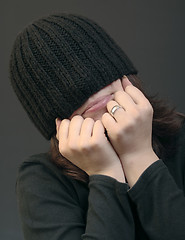 Image showing Woman in woolen cap