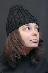 Image showing Woman in woolen cap