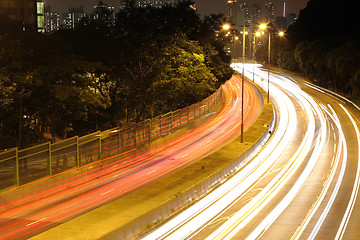 Image showing traffic in city at night