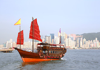 Image showing junk boat in Hong Kong