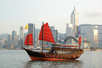 Image showing junk boat in Hong kong