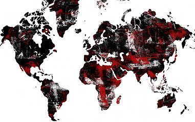 Image showing Grunge world map