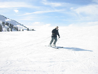 Image showing Single skier