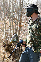 Image showing paintballer - teen with gun