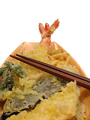 Image showing Tempura and chopsticks-clipping path