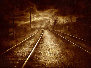 Image showing Vintage collage - old railroad