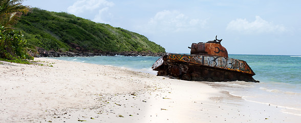 Image showing Flamenco Beach Army Tank