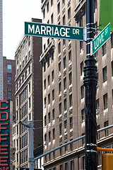 Image showing Marriage Love Street Signs