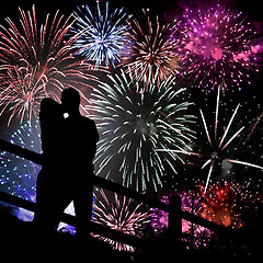 Image showing Fireworks Silhouette