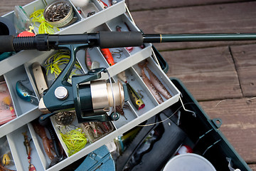 Image showing Fishing Rod and Tackle Box