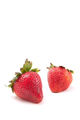 Image showing Two Fresh Ripe Strawberries