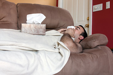 Image showing Sick Man on the Couch