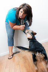 Image showing Singing to the Dog