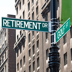 Image showing Retirement Golf Street Signs