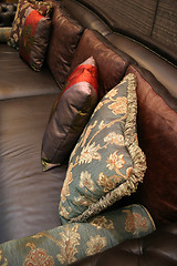 Image showing Pillows on a sofa - home interiors