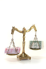 Image showing Scales with money